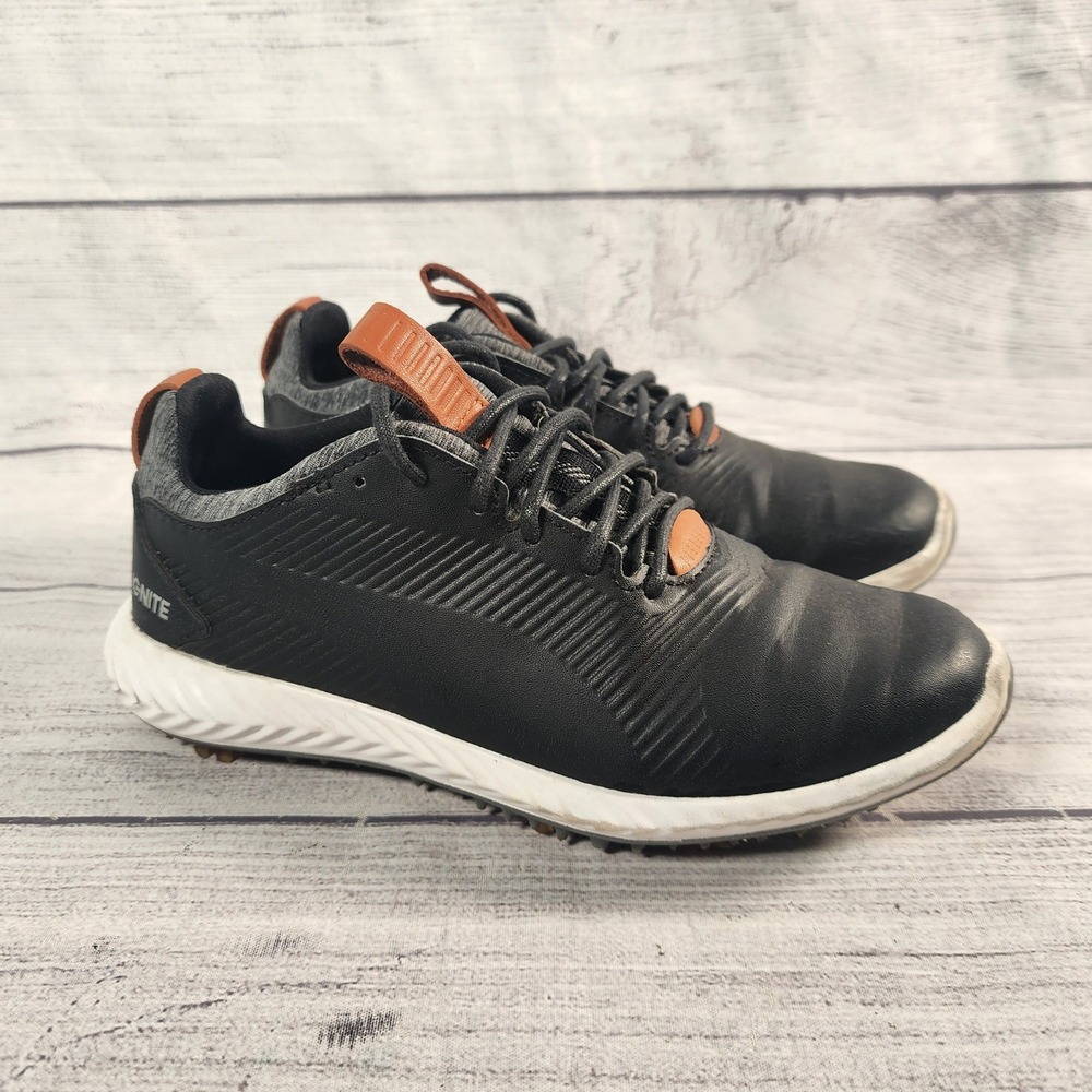 Puma Kids Ignite Pwradapt Traction Golf Shoes Black Brown 193480-02 Size 2C